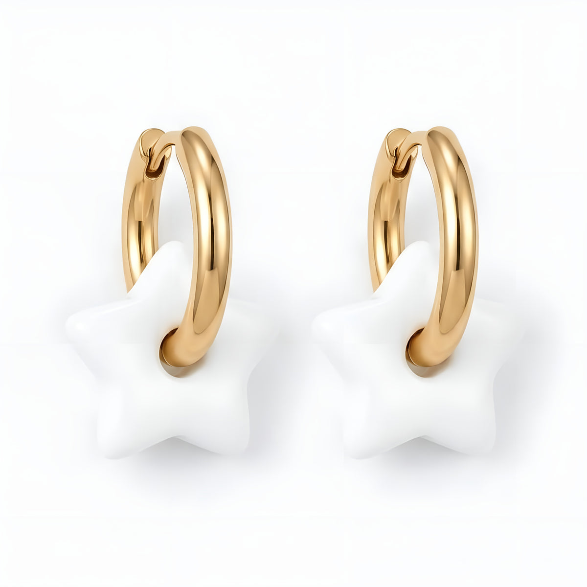 White Enamel Starred Hoops D394