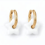 White Enamel Starred Hoops D394