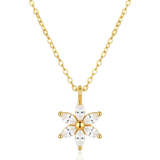 18K Gold Plated Floral Zircon Cluster Pendant Necklace