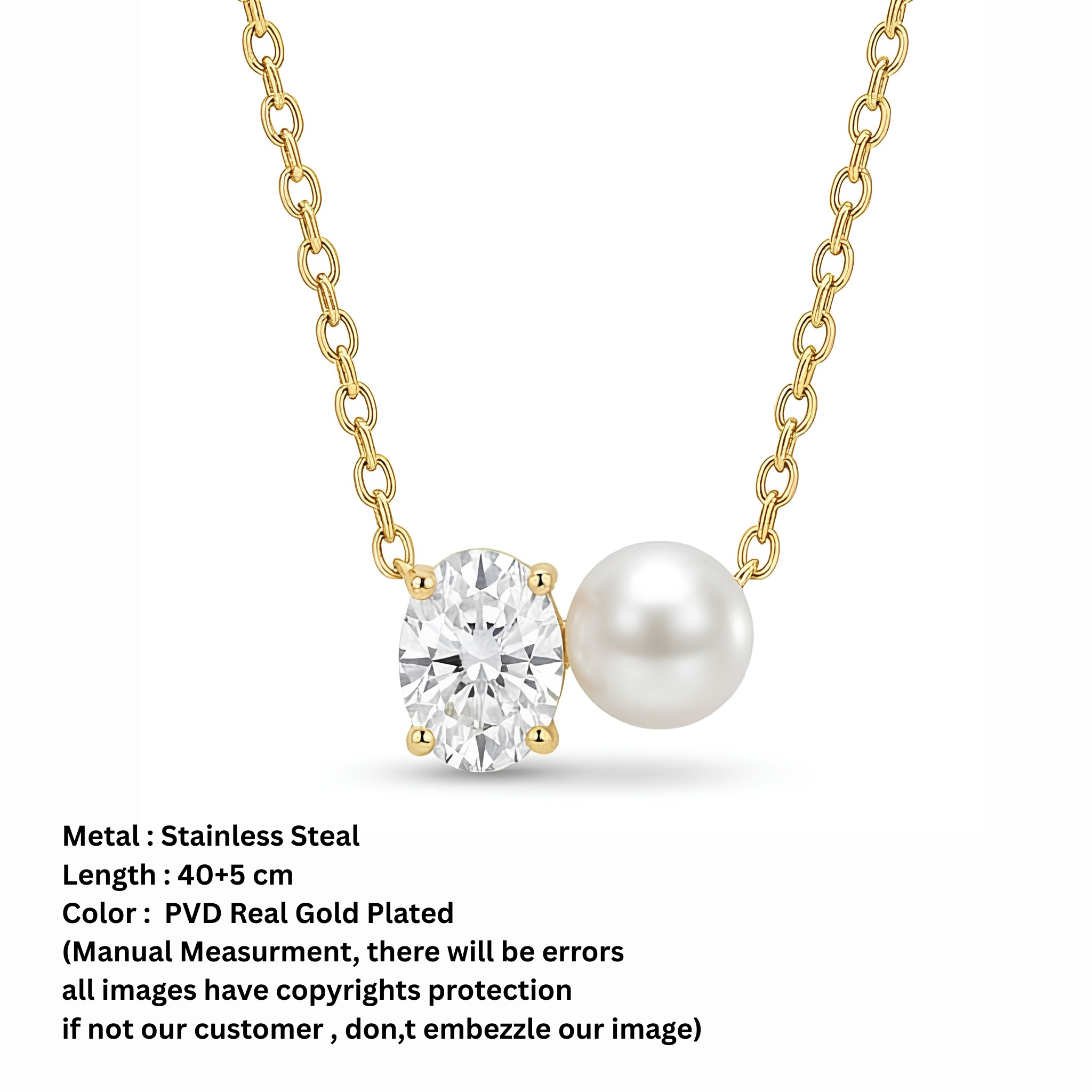 Oval Crystal & Pearl Duo Pendant Necklace