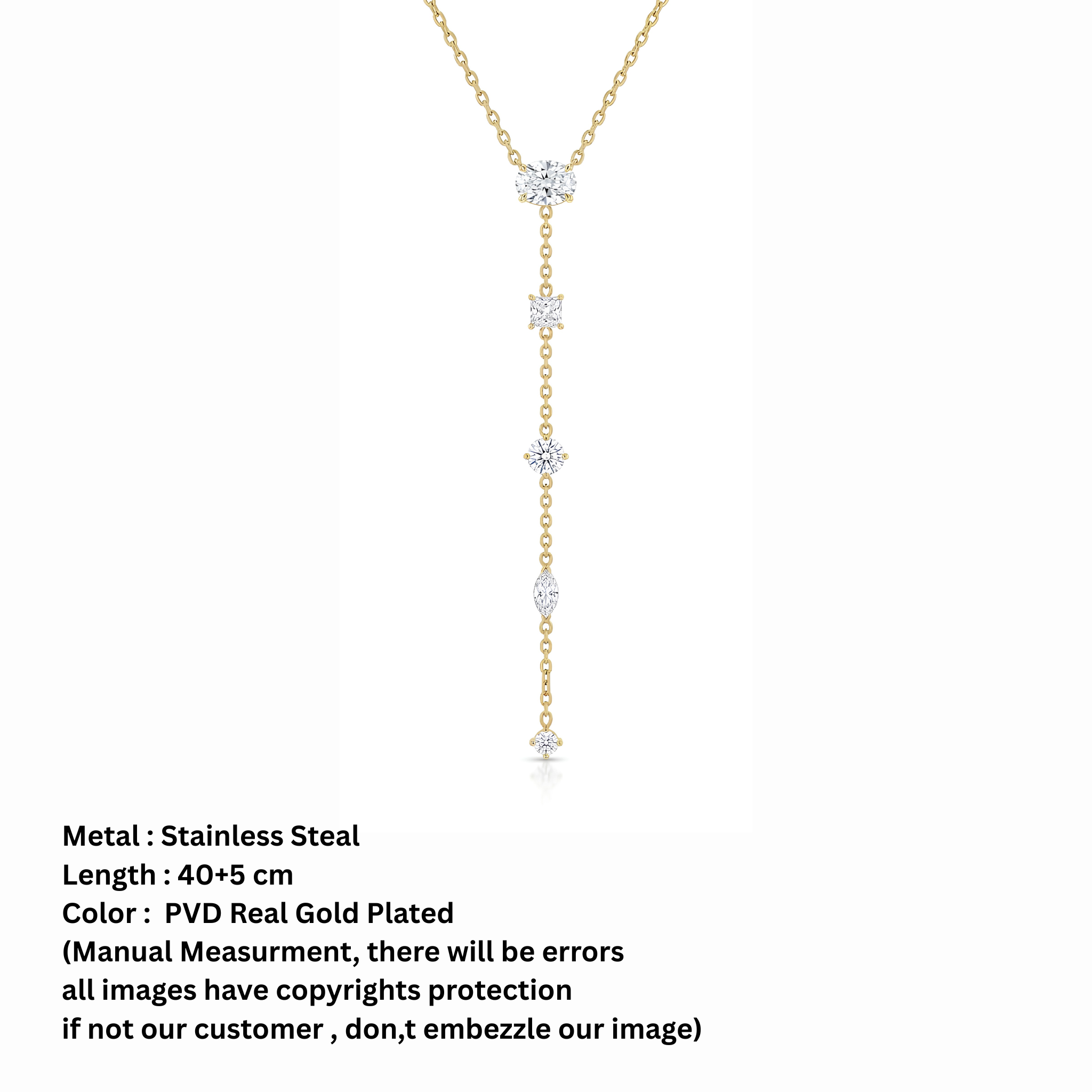 Multi-Cut Gemstone Y-Drop Lariat Necklace