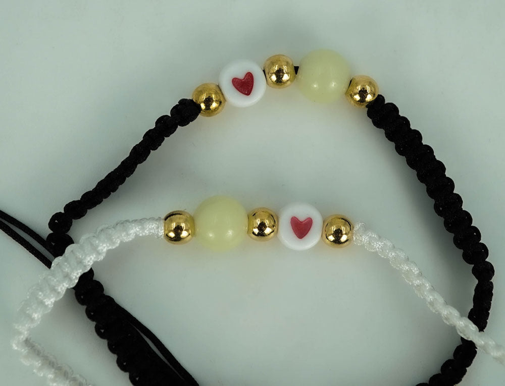 Heart stamped couple bracelet