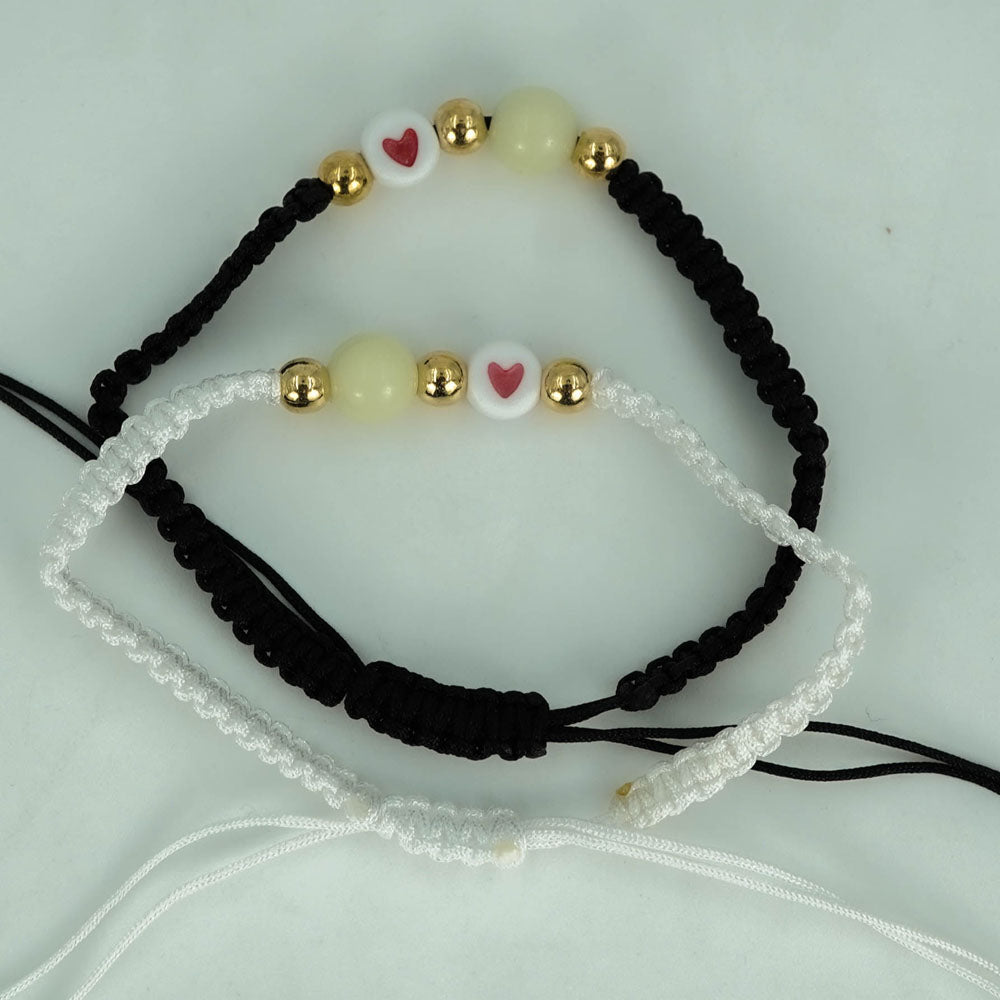 Heart stamped couple bracelet
