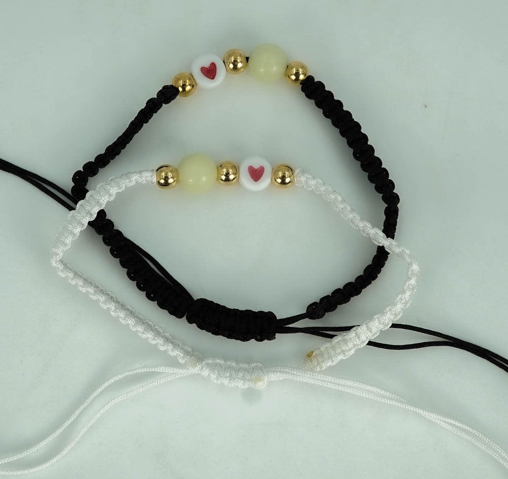 Heart stamped couple bracelet