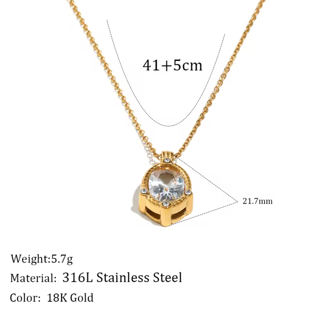 "Eternal Glow" Oval Crystal Solitaire Necklace