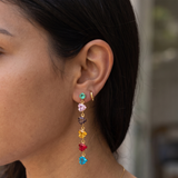 Anti-Tarnish Rainbow Heart Crystal Drop Earrings