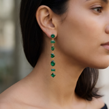 Anti-Tarnish Emerald Green Multi-Cut Crystal Drop Earrings