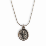 Hammered Cross Medallion Silver Pendant