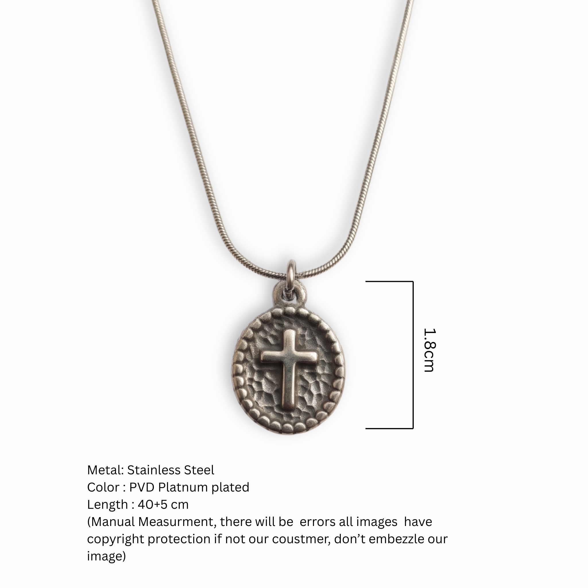 Hammered Cross Medallion Silver Pendant