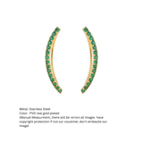 Emerald Green Curved Ear Climber Earrings