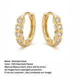 Heart Bezel Clear Crystal Gold Huggie Hoop Earrings