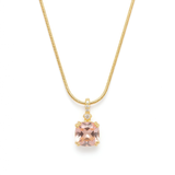 Anti-Tarnish Champagne Cushion-Cut Solitaire Pendant Necklace