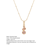 Anti-Tarnish Pink Multi-Stone Trio Gold Drop Pendant Necklace