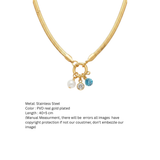 Anti-Tarnish Multi-Charm Herringbone Gold Necklace