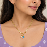 Anti-Tarnish Multi-Charm Herringbone Gold Necklace