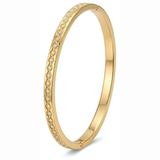 Geometric Diamond-Accented Gold Bangle Bracelet
