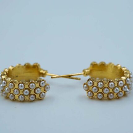 netted pearl hoops